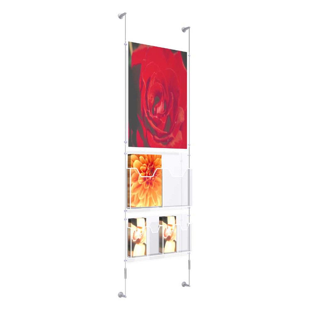 Wall Mounted Poster Kit A2 x 1 with 1 x Double A4 Dispenser and 1 x Quadruple 1/3 A4 Dispenser 