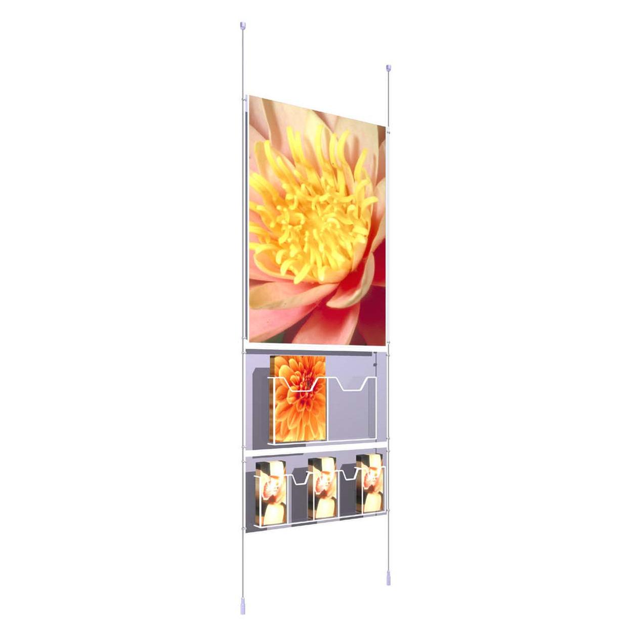 Ceiling/Floor Poster Kit A1 x 1 with 1 x Double A4 Dispenser and 1 x Quintuple 1/3 A4 Dispenser