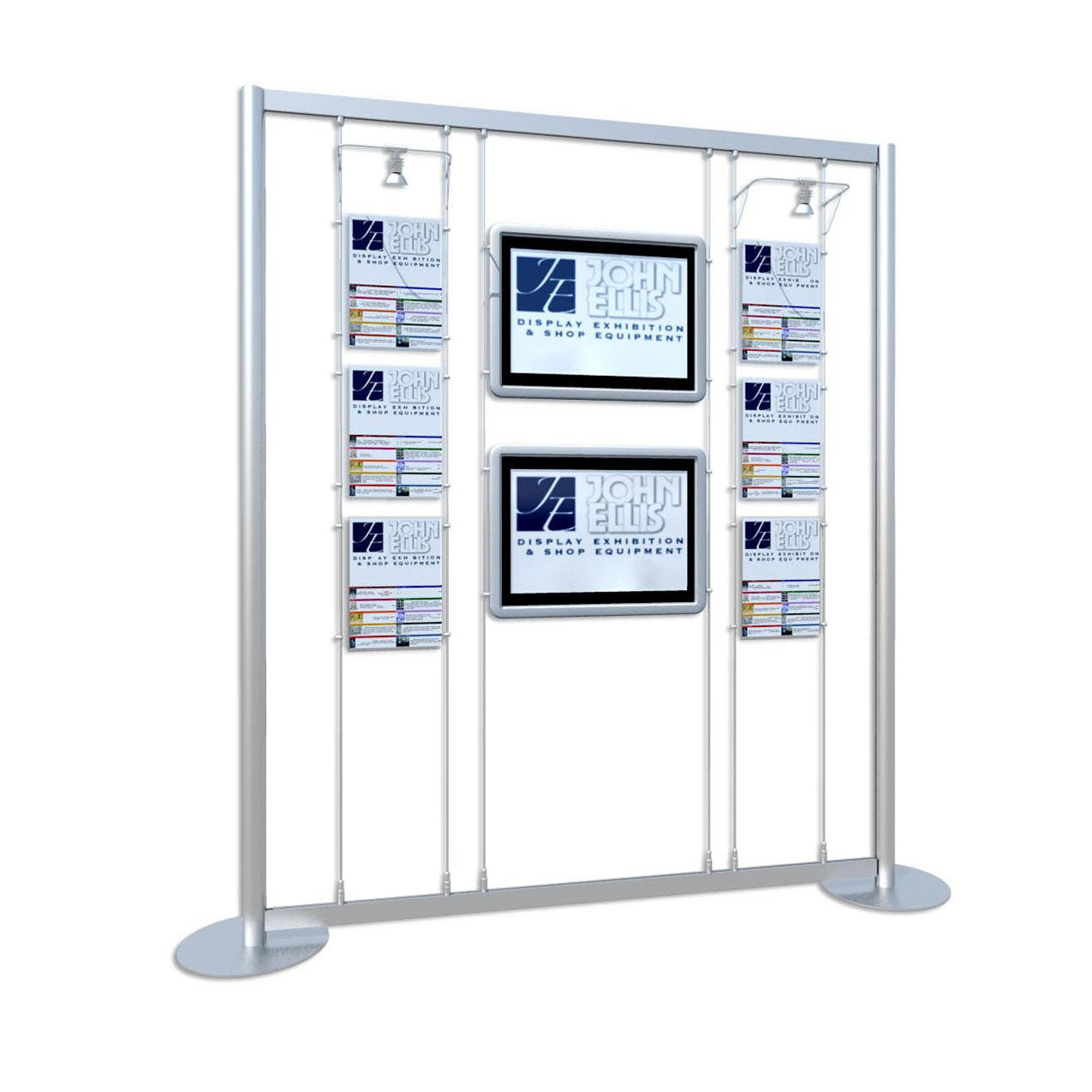 Freestanding 2 x Digital Screen / 6 x A4 Poster Holders with Lights