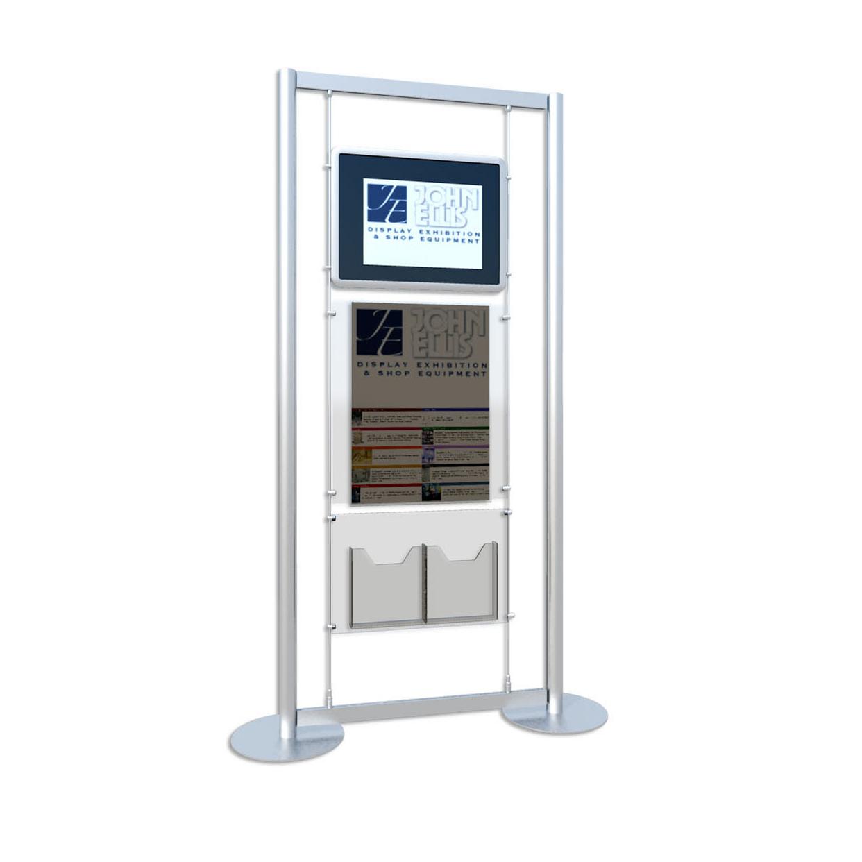 Freestanding Digital Screen / A2 Poster Holder / 2 x A4 Leaflet Dispenser