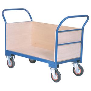 Warehouse Trolley Twin-Handled With Wooden Ends & One Side