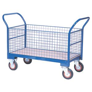 Warehouse Trolley Twin-Handled With Wire Ends & Sides