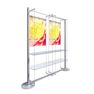 Freestanding Display with 2 x A1 Pocket and 4 Glass Shelves