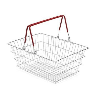 Wire Shopping Baskets 10-Pack - Red Handle