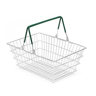 Wire Shopping Baskets 10-Pack - Green Handle